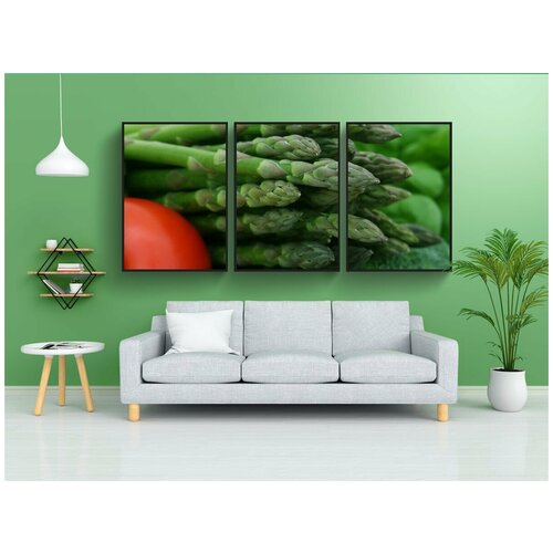 фото Набор модулных постеров для интерьера "спаржа, брокколи, вишня" 60x90 см. в тубусе, без рамки lotsprints