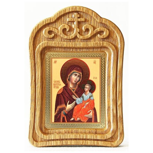 Иверская икона Божией Матери, резная деревянная рамка икона иверская божией матери рамка 12 5х14 5 см