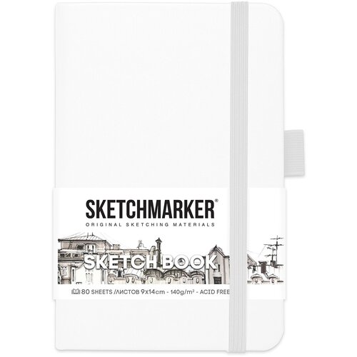 SKETCHMARKER Блокнот для зарисовок 140 г/м2 A6- 9 х 14 см твердый переплет 80 л. 2314101SM белый