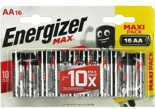 Батарейка AA щелочная Energizer LR06-16BL MAX в блистере 16шт.