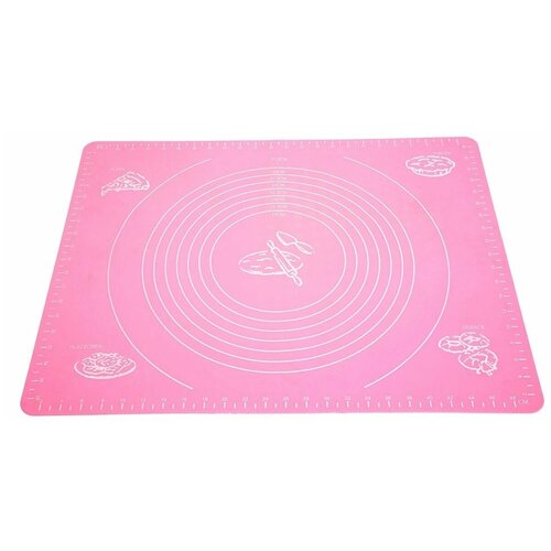 фото Силиконовый коврик для раскатывания теста, 65х45 см розовый markethot