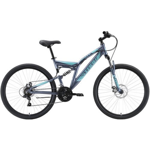 фото Двухподвесный велосипед stark jumper fs 27.1 d (2023) 16" серо-зеленый (151-165 см)