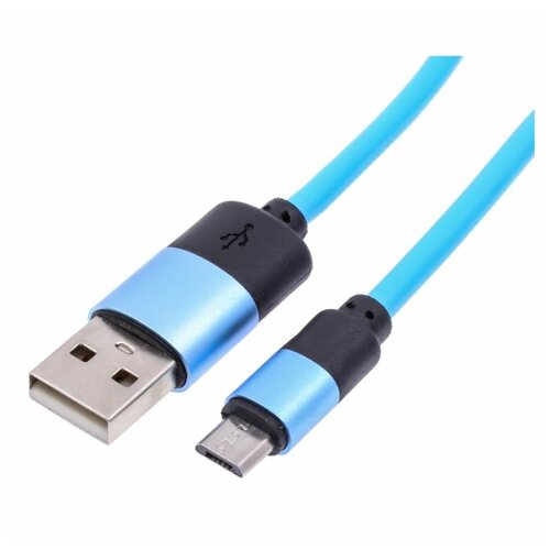 Дата-кабель USB-MicroUSB, 1 м, голубой дата кабель usb microusb 1 м черный