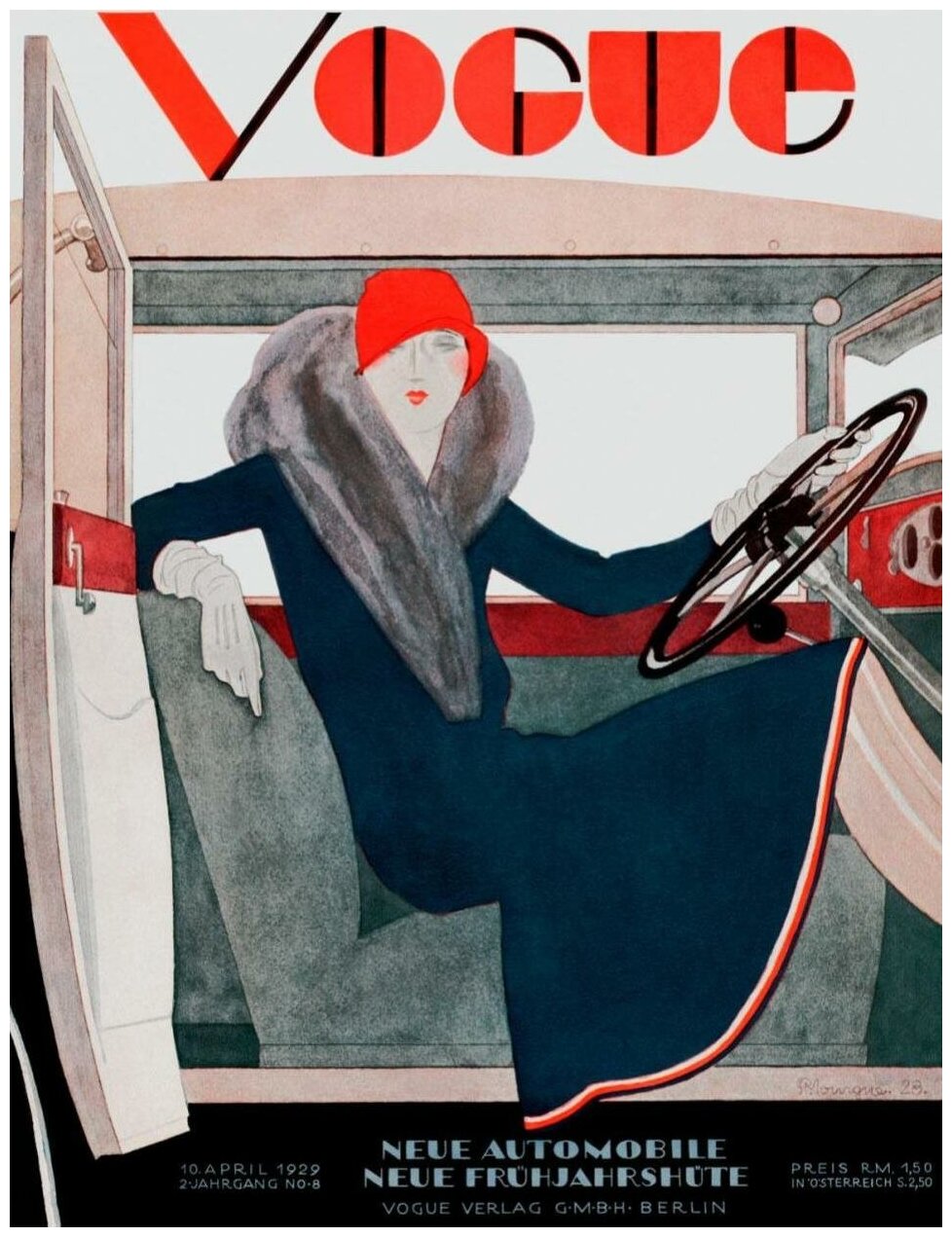 Постер / Плакат / Картина Vogue - За рулем авто 40х50 см в подарочном тубусе