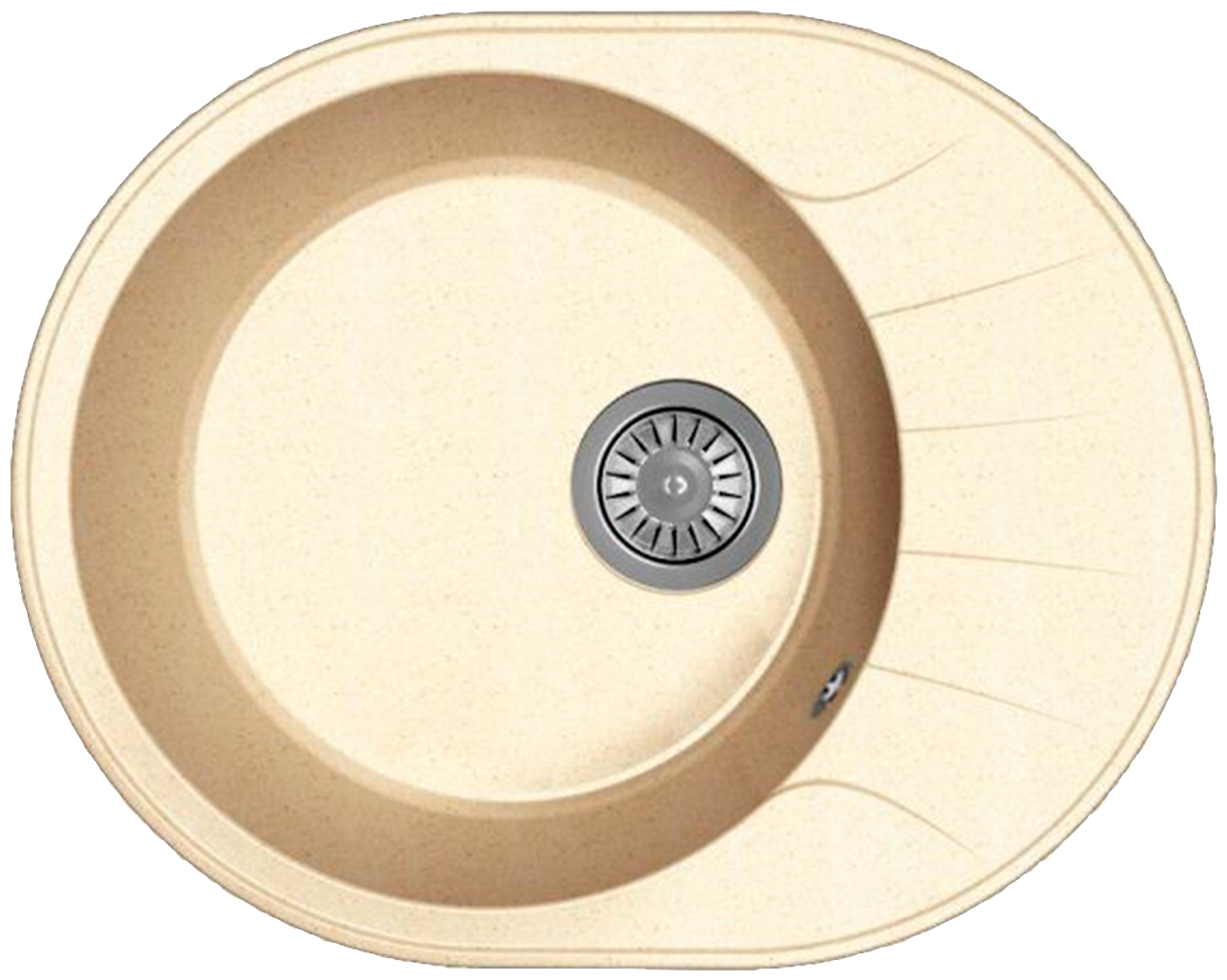 Мойка для кухни врезная каменная Dr. Gans Smart ВИОЛА-580, цвет дюна, с крылом, овальная, 580х460х197 мм / раковина для кухни - фотография № 1