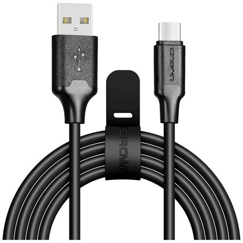 Кабель USB2.0-Type C 2m чёрный Crown (CMCU-3018C) нейлон