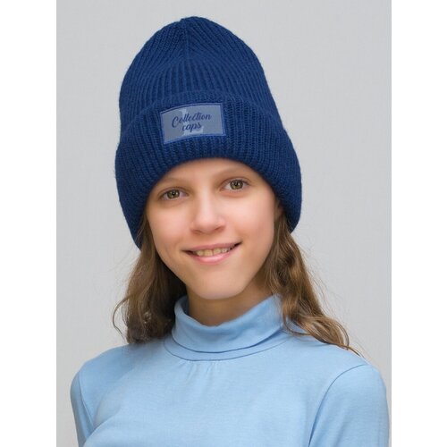 Шапка бини LanaCaps L-Collection, размер 56-58, синий шапка зимняя женская l collection цвет светлая фуксия
