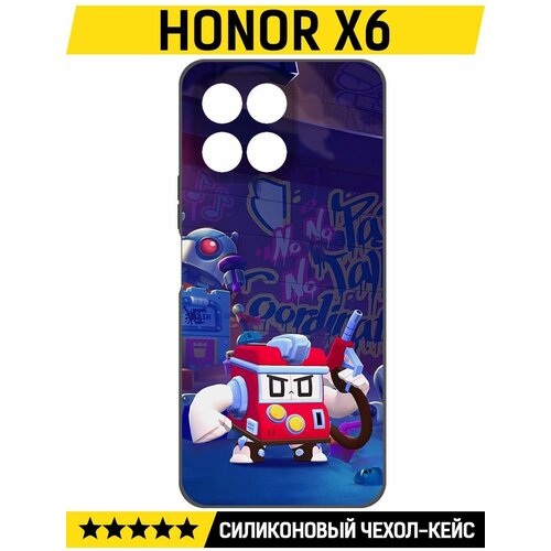 Чехол-накладка Krutoff Soft Case Brawl Stars - V8-БИТ для Honor X6 черный чехол накладка krutoff soft case brawl stars v8 бит для honor x8 5g черный