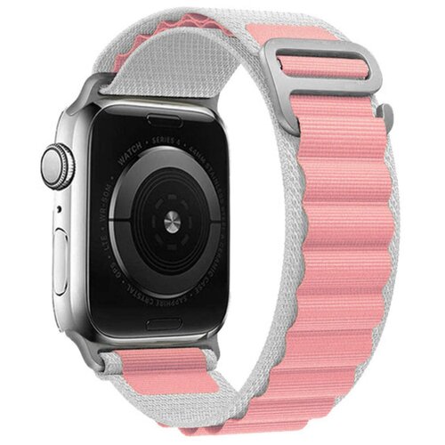 Тканевый ремешок для Apple Watch 38/40/41mm, series 1 2 3 4 5 6 7 8 /SE/SE 2022, (для эпл вотч) бело-розовый