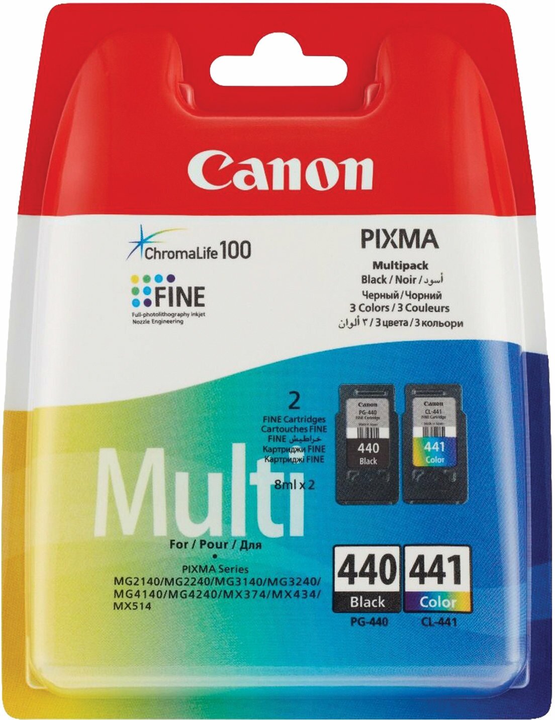 Картридж струйный CANON (PG-440/CL-441) PIXMA MG2140/MG3140, оригинальный комплект 2 цвета, 180 страниц, 5219B005 - 1 шт.