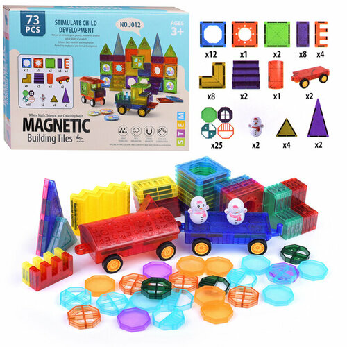 Конструктор магнитный детский Магнетик Oubaoloon J012 (73 детали) в коробке