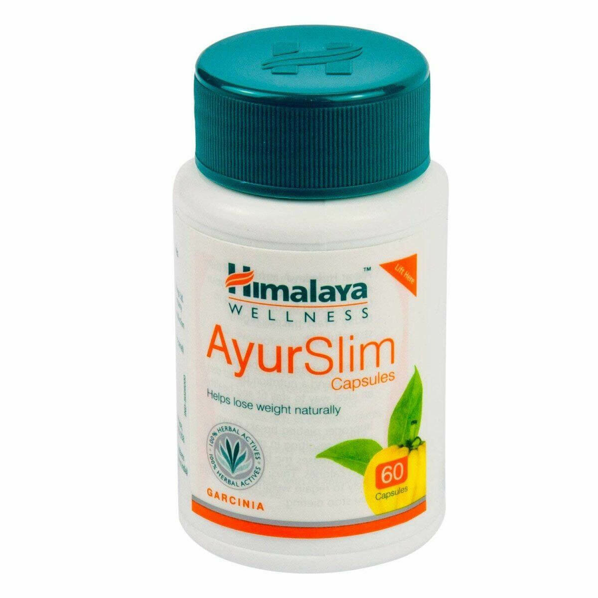 Таблетки Аюрслим Хималая (AyurSlim Himalaya), для снижения веса, улучшает обмен веществ, детокс, расщепляет жиры, 2х60 кап