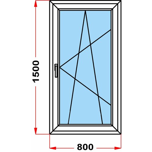 Окно из профиля РЕХАУ GRAZIO (1500 x 800), с поворотно-откидной створкой, 3 стекла окно из профиля рехау grazio 70 мм в1200 x ш1200 38 с поворотной и поворотно откидной створкой 3 стекла