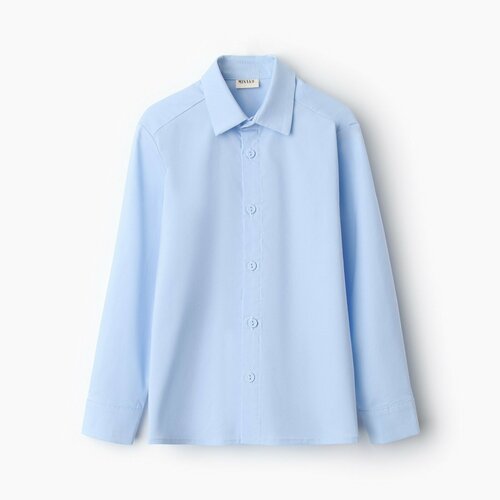 Рубашка Minaku, на пуговицах, однотонная, размер 116, голубой