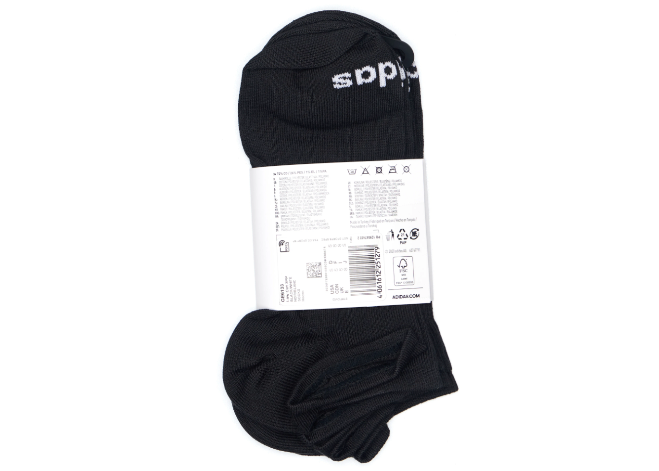 Носки adidas, комплект, 3 пары, размер S INT, черный — фото 1