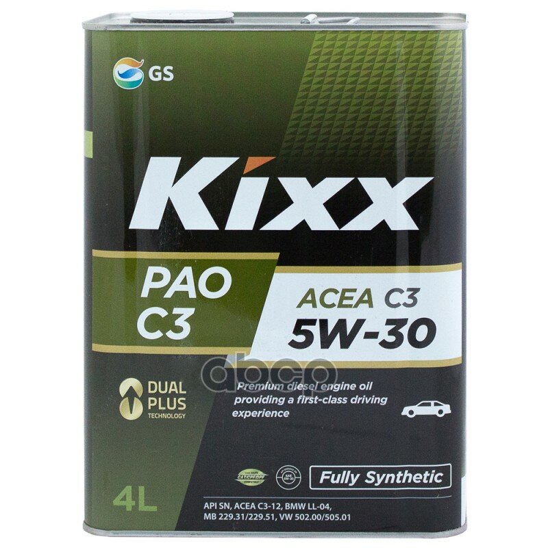 Kixx Масло Моторное 5W30 Kixx 4Л Синтетика Pao Api Sn/Cf Acea C3 Мв 229.51