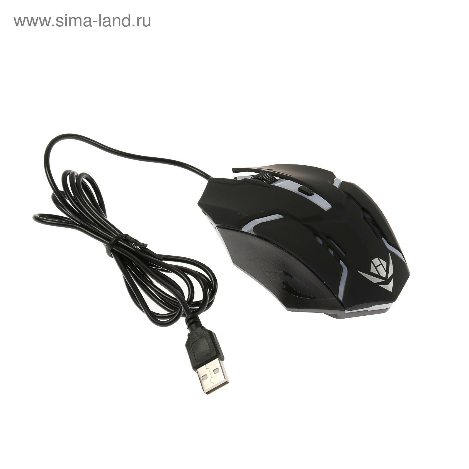 Мышь MOG-03U Gaming, игровая, проводная, 4 кнопки, подсветка, 1600 dpi, USB, чёрная