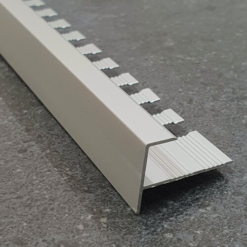 Изображение товара Профиль F-образный алюминиевый для плитки 10мм 2,7м, анодированный, серебро матовое