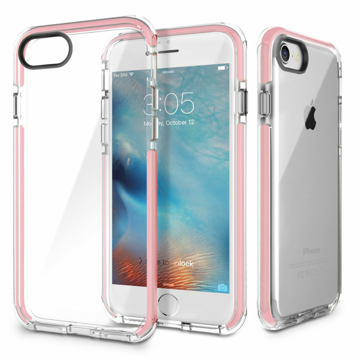 фото Чехол накладка TPU Rock Space Guard G1 Series для Apple iPhone 7/8/SE 2020/SE 2022 - прозрачный розовый