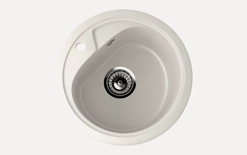 Изображение товара Каменная мойка для кухни врезная EcoStone ES-10, 440 мм, круглая, цвет молочный/Раковина для кухни