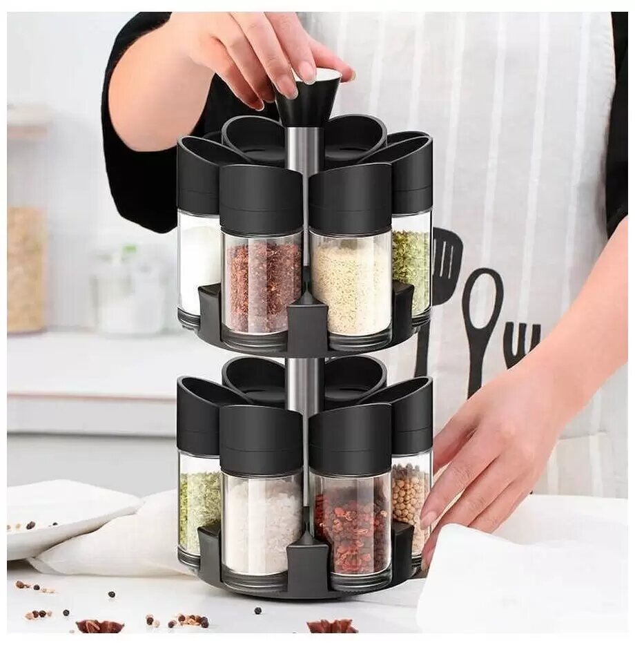 фото Набор для специй и приправ из 12 емкостей на вращающейся подставке