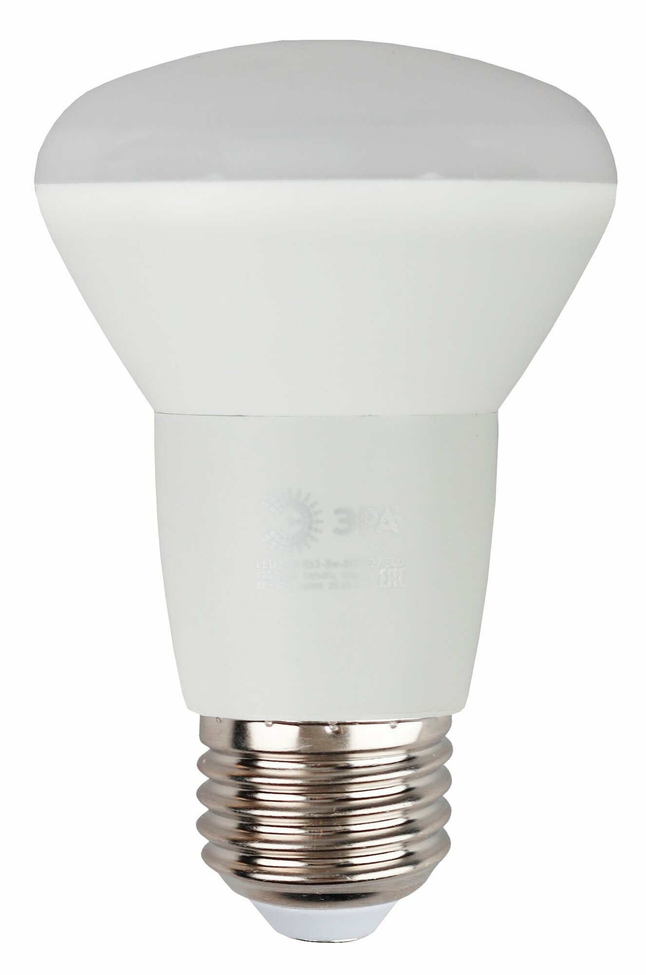 ЭРА ECO LED R63-8W-827-E27 ЭРА (диод, рефлектор, 8 Вт, тепл, E27) (10/50/1500)