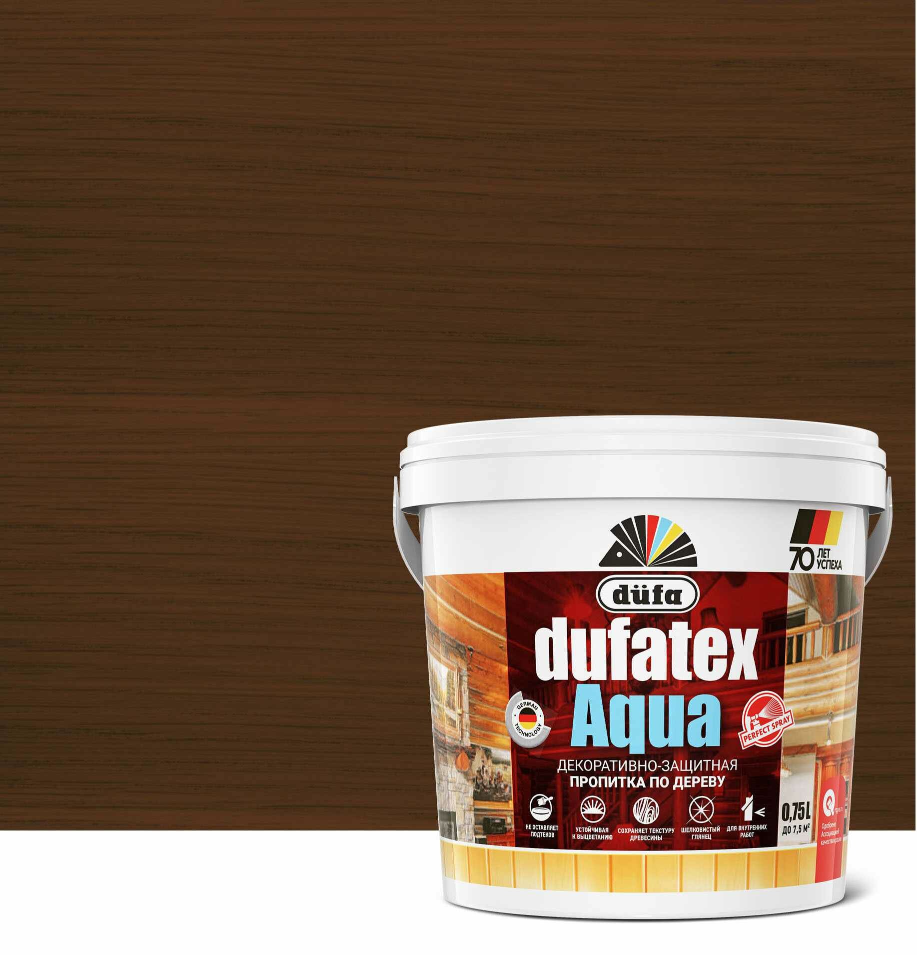 Пропитка для дерева водная цвета палисандр Dufatex aqua 0.75 л - фото №1