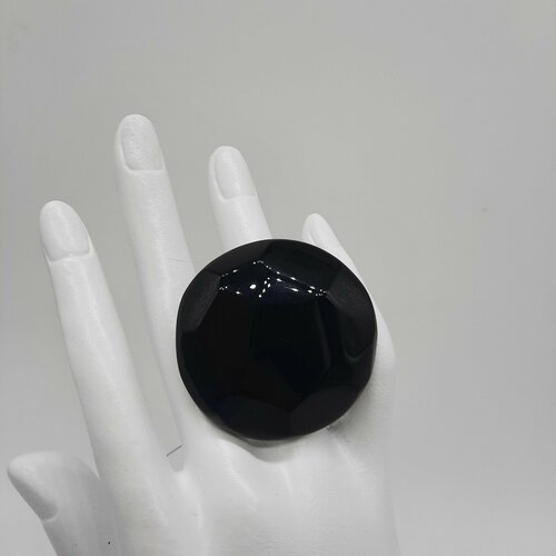 Кольцо Enzo Benzo, стекло, муранское стекло, безразмерное, черный, серебряный