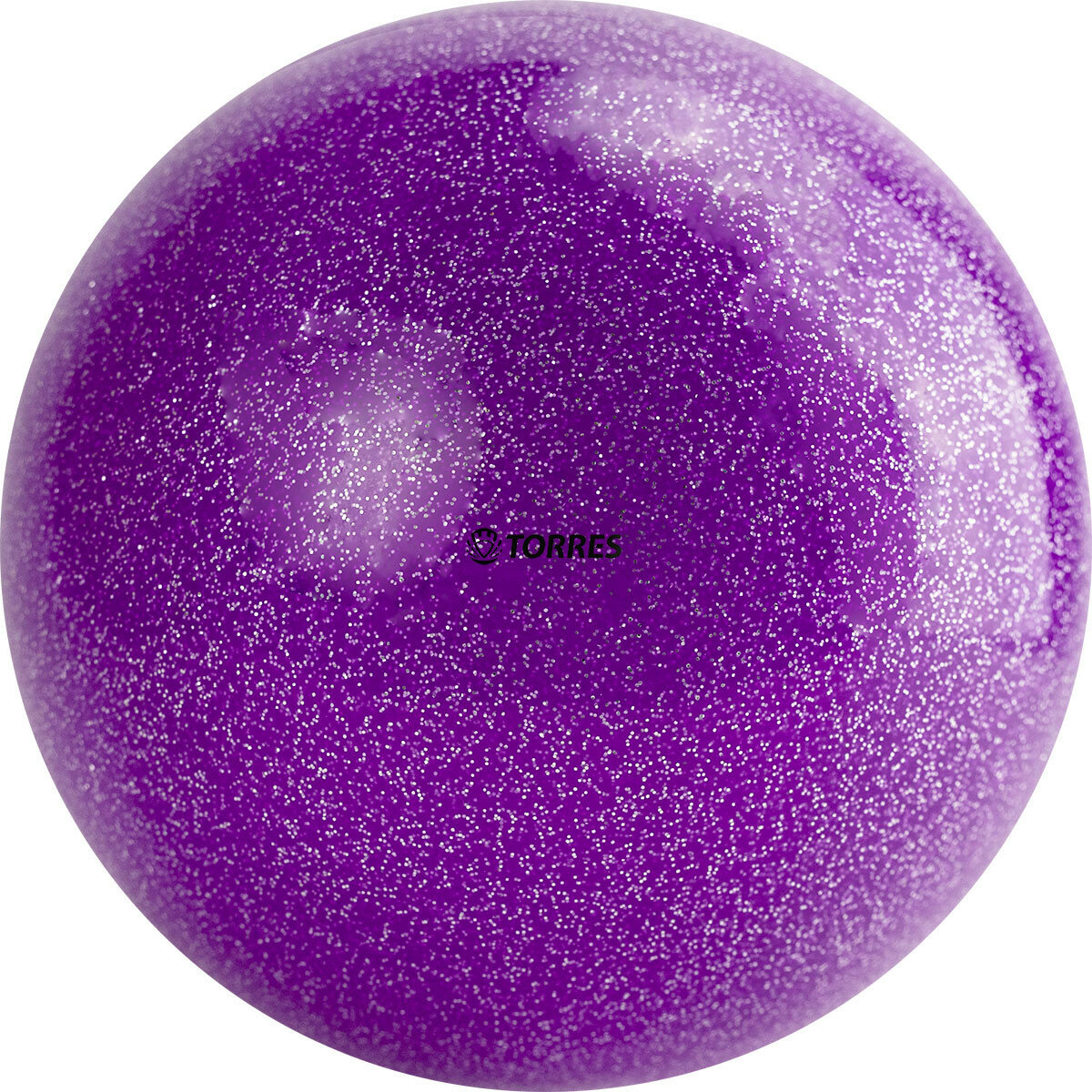 Мяч для художественной гимнастики однотонный Torres Agp-19-07, диаметр 19см, фиолетовый с блестками
