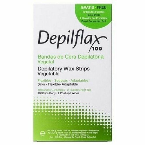 Depilflax Комплект полосок с воском для домашнего использования depilflax воск depilflax cacao liposoluble hair removal wax в картридже шоколадный плотный 110г