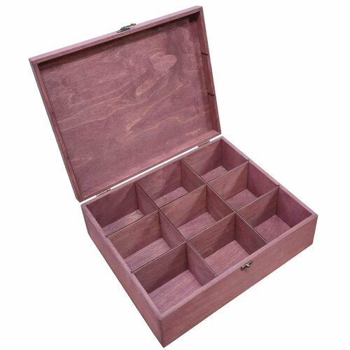 Ящик для хранения ZELwoodBOX, 37х31,5х12,5 см, махагон, 9 секций