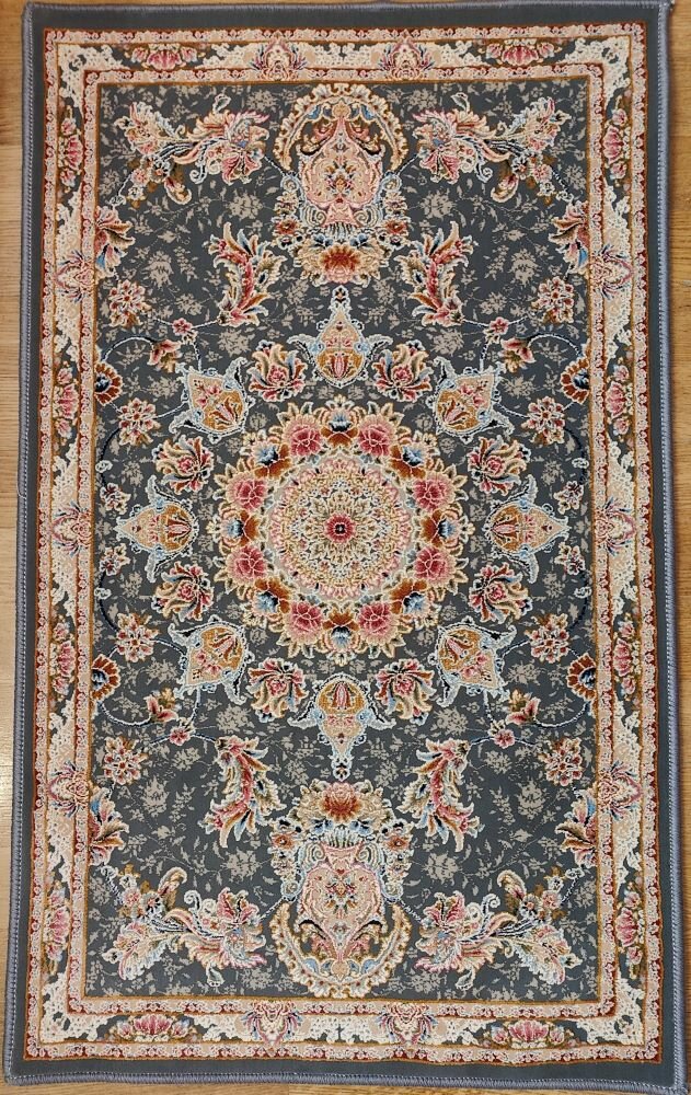 Коврик персидский высокоплотный с рельефным ворсом "AYNAZ серый" 50х80 см