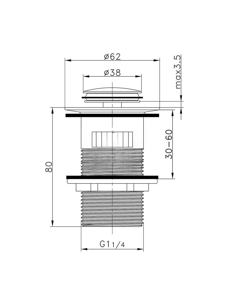 Донный клапан для раковины Raglo R600.05.06, латунь, круглый, черный — фото 1