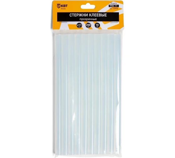 Стержни клеевые ТПК-11 11х200 мм прозрачные 10 шт КВТ 87970