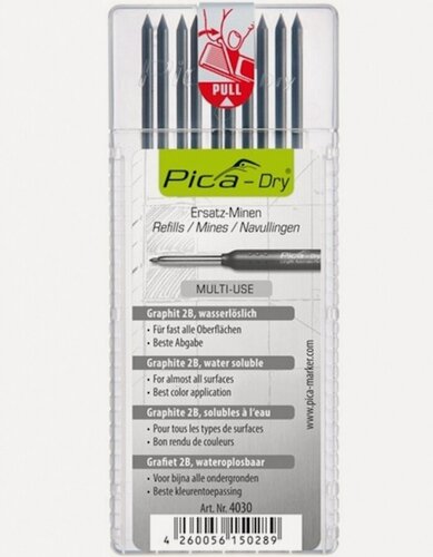 Изображение товара Комплект грифелей Pica, MULTI-USE, 2B, для Pica-Dry 3030, 10 штук, 2,8 мм