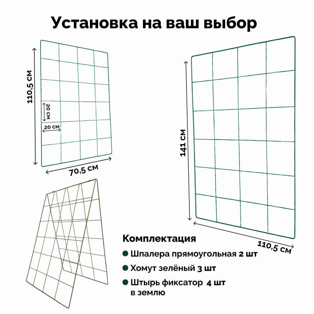 Изображение Шпалера для вьющихся растений с фиксаторами в землю, опора садовая для огурцов, гороха , винограда, для клематиса