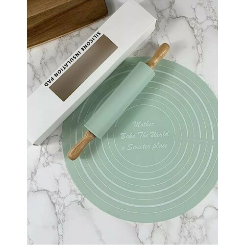 Силиконовый коврик, со скалкой в комплекте