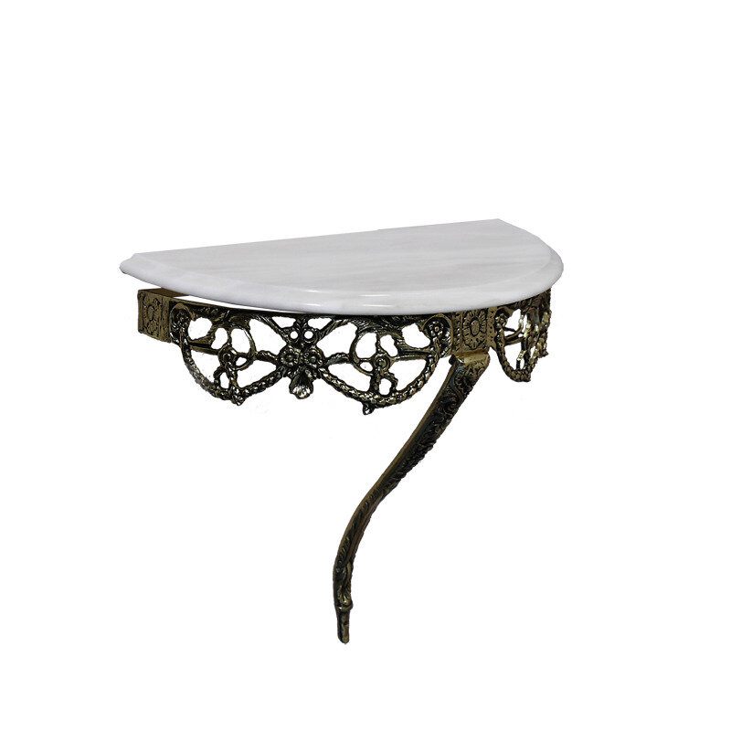 Консоль Мейа Луа де Пареде настенная с мраморной столешницей, бронза с покрытием антик