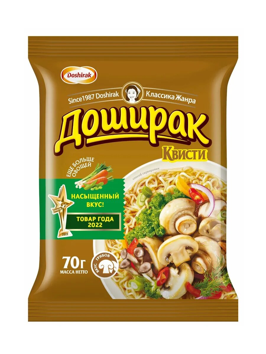 Лапша быстрого приготовления Доширак Квисти со вкусом грибов, 48 шт по 70 г — фото 1