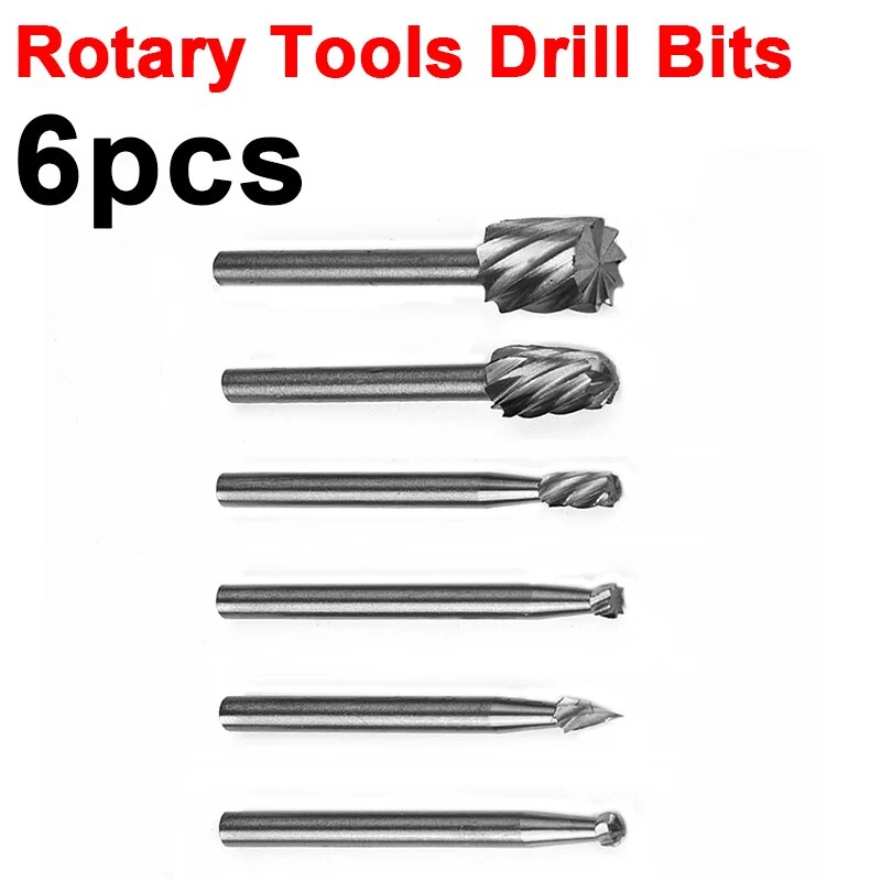 Вращающиеся инструменты Dremel мини-набор сверл фрезерные шлифовальные насадки из быстрорежущей стали фрезы 6 шт./компл инструмент для резьбы по дереву и металлу