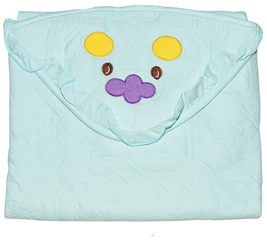 Одеяло-конверт для новорожденного, летнее, голубое, 80х80 см