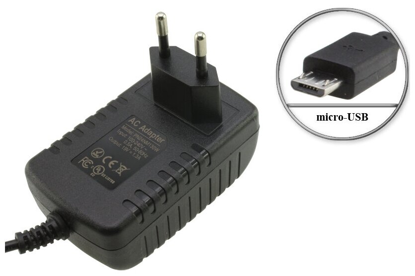 Адаптер (блок) питания 19V 1.2A - 1.3A micro-USB (077GR6 DA24NM130 PN24NM130W) встр. вилка для зарядки планшета Dell Venue 11 Pro