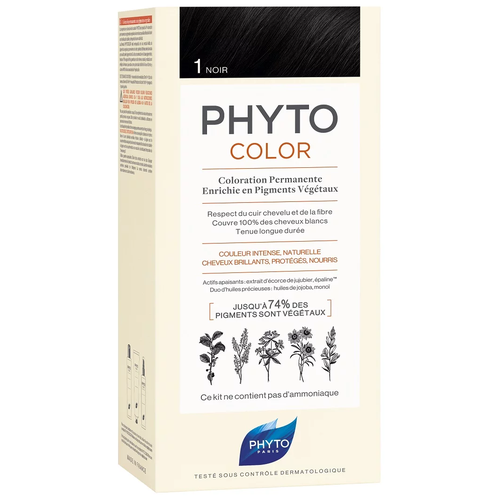 PHYTO PhytoColor краска для волос Coloration Permanente, 1 черный, 12 мл phyto phytocolor краска для волос coloration permanente 7 3 золотистый блонд