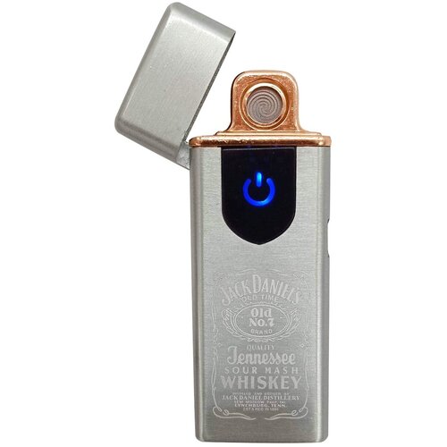 USB зажигалка Джек Дэниэлс тонкая серебристая