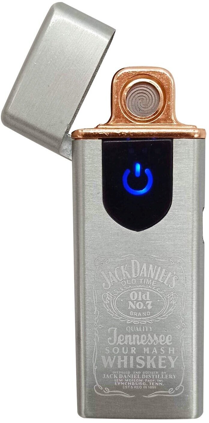 USB зажигалка Джек Дэниэлс тонкая серебристая - фотография № 1