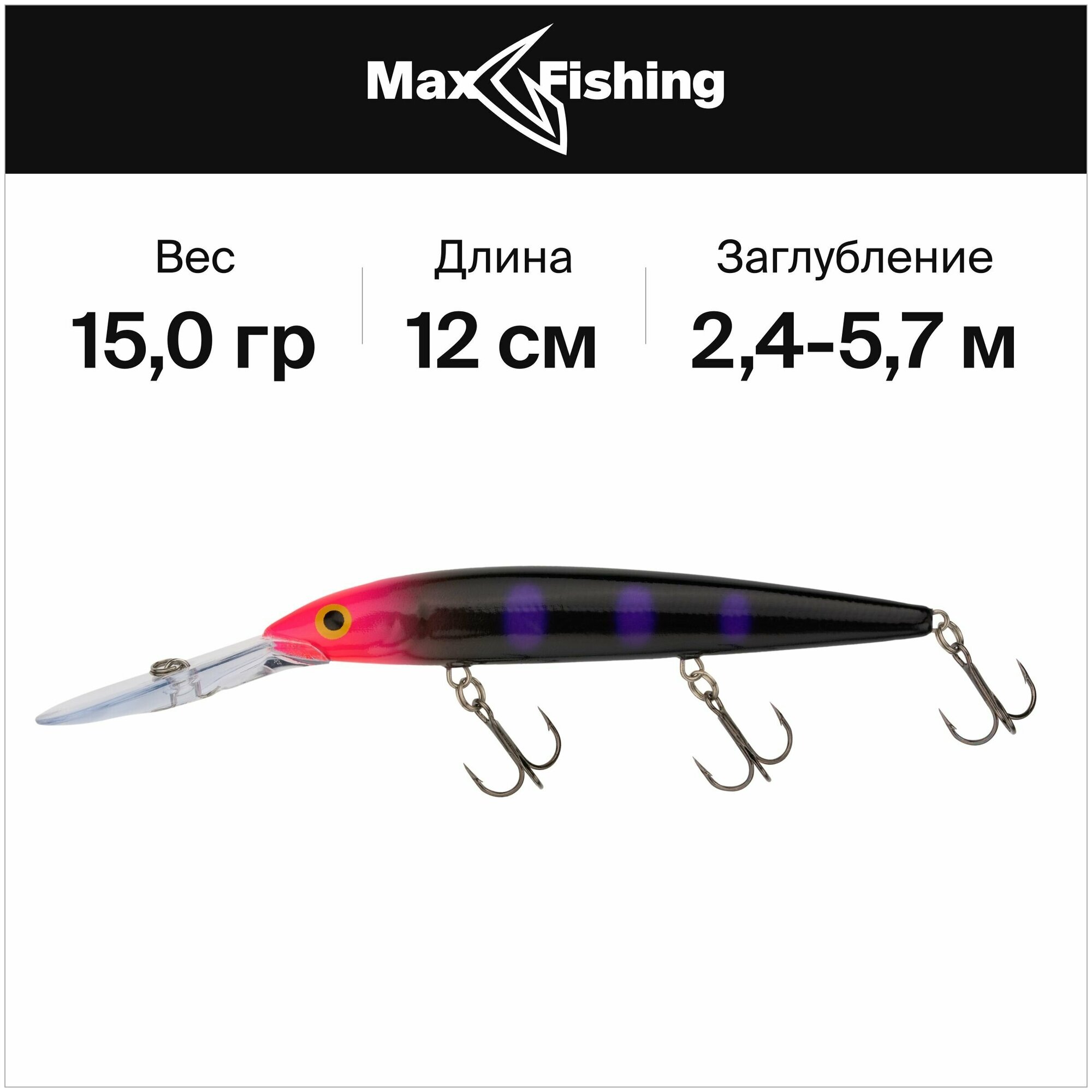 Воблеры для троллинга Rapala Down Deep Husky Jerk 12 цв. BLKL, 15 гр 120 мм, на щуку, судака, минноу / нейтральная плавучесть, до 5,7м