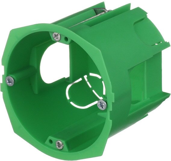 Подрозетник Hegel для гипсокартона d68х60 мм 6 вводов зеленый IP30 с металлическими лапками (КУ1205-И)