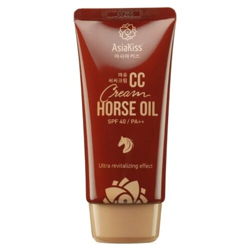 AsiaKiss CC cream horse oil, SPF 40, 60 мл, оттенок: бежевый asiakiss cc cream horse oil spf 40 60 мл оттенок бежевый