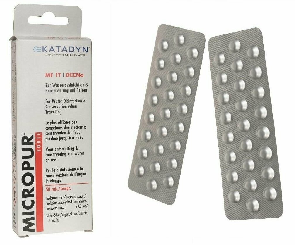 Дезинфицирующие таблетки для обеззараживания воды Katadyn Micropur Forte MF 1T №50 - фотография № 1