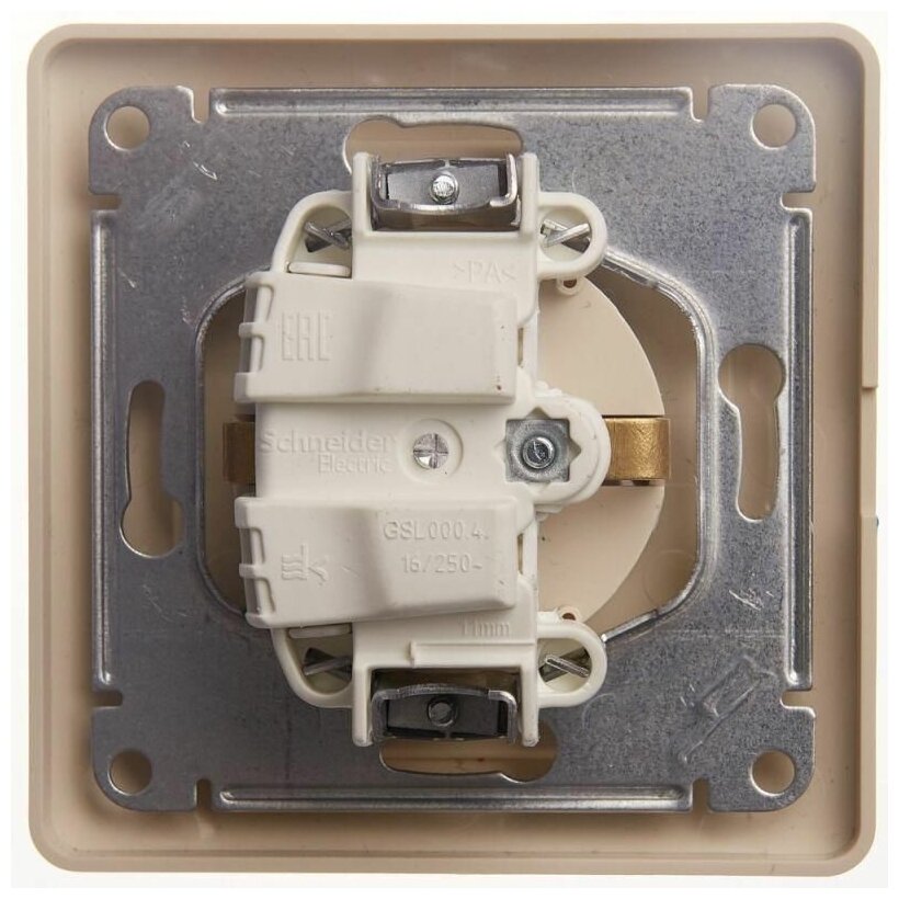 Glossa GSL000246 Розетка с заземляющим контактом (16 А, в сборе, скрытая установка, шторки, крышка, бежевая) Schneider Electric - фото №2